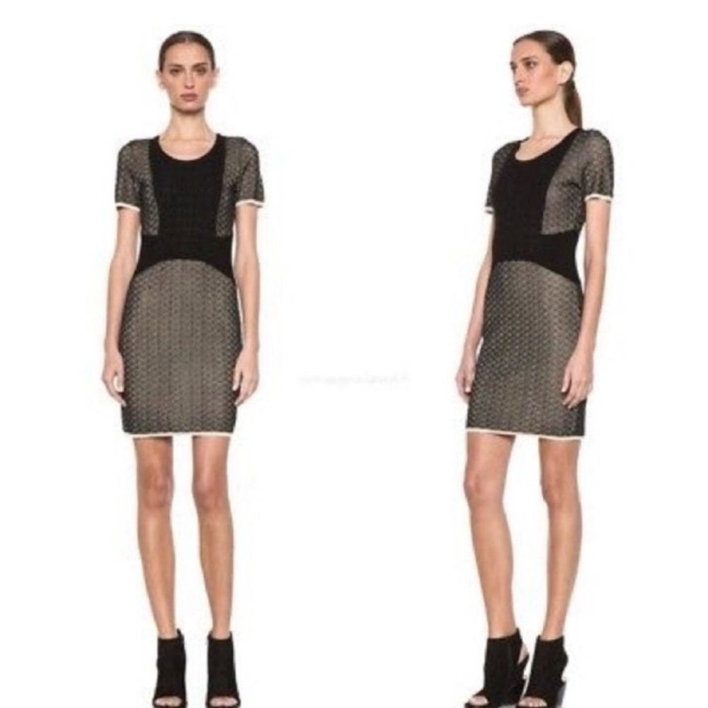 Rag & Bone Black and White Patterned Midi Dress